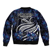 Micronesia Constitution Day Bomber Jacket Since 1979 with Polynesian Hibiscus Pattern
