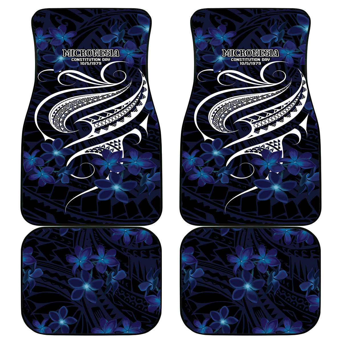 Micronesia Constitution Day Car Mats Since 1979 with Polynesian Hibiscus Pattern