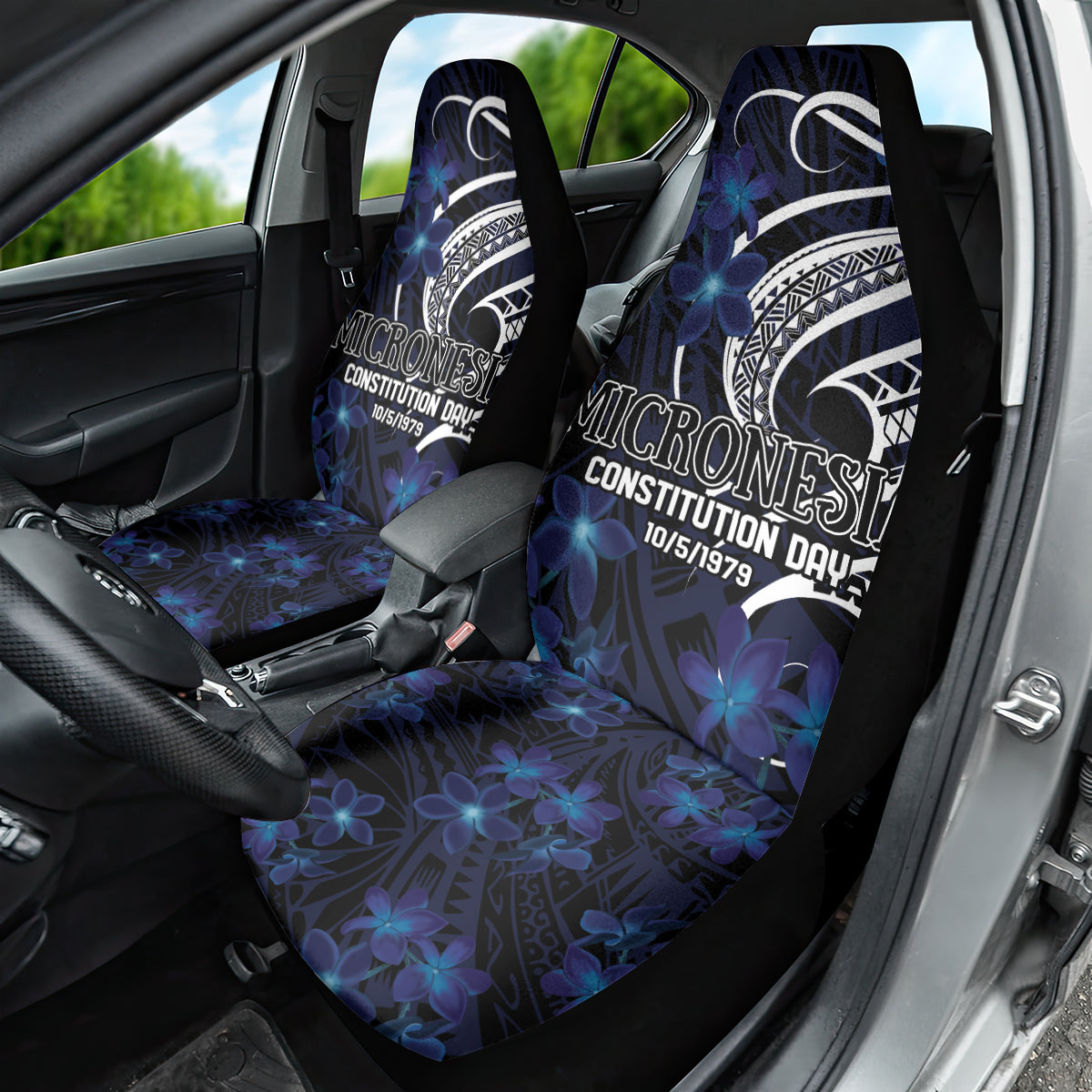 Micronesia Constitution Day Car Seat Cover Since 1979 with Polynesian Hibiscus Pattern