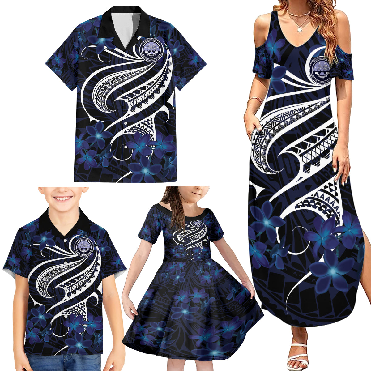 Micronesia Constitution Day Family Matching Summer Maxi Dress and Hawaiian Shirt Since 1979 with Polynesian Hibiscus Pattern LT9 - Polynesian Pride