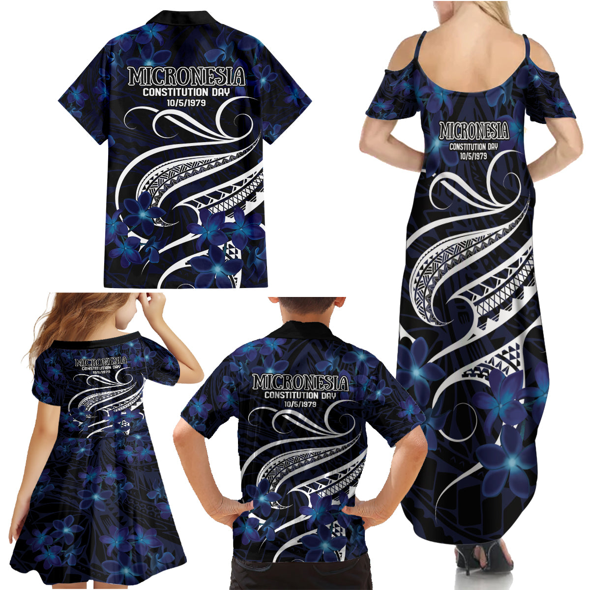 Micronesia Constitution Day Family Matching Summer Maxi Dress and Hawaiian Shirt Since 1979 with Polynesian Hibiscus Pattern LT9 - Polynesian Pride