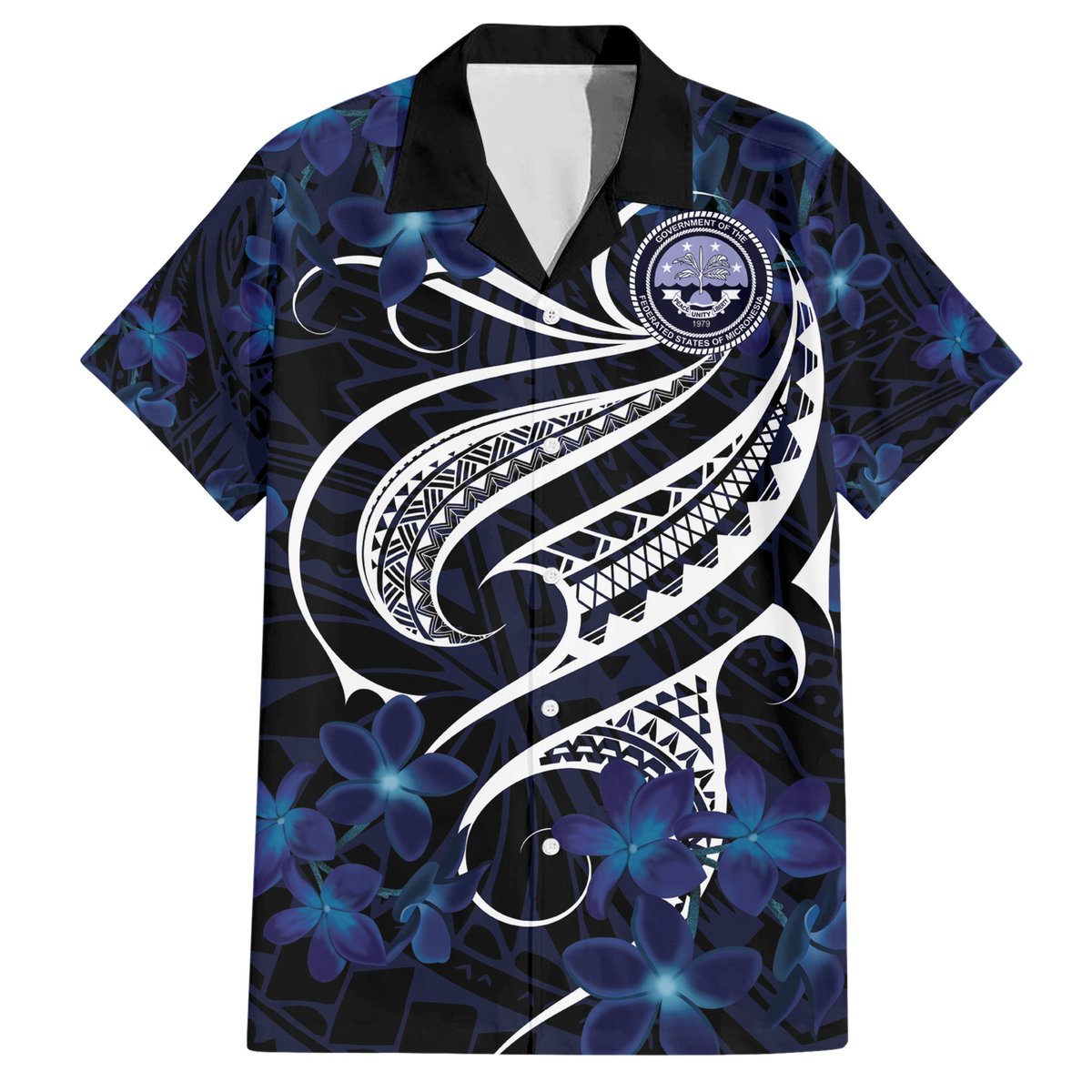 Micronesia Constitution Day Hawaiian Shirt Since 1979 with Polynesian Hibiscus Pattern LT9 Blue - Polynesian Pride