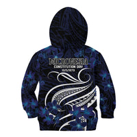 Micronesia Constitution Day Kid Hoodie Since 1979 with Polynesian Hibiscus Pattern