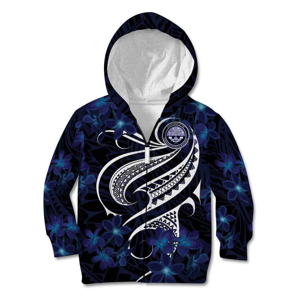 Micronesia Constitution Day Kid Hoodie Since 1979 with Polynesian Hibiscus Pattern