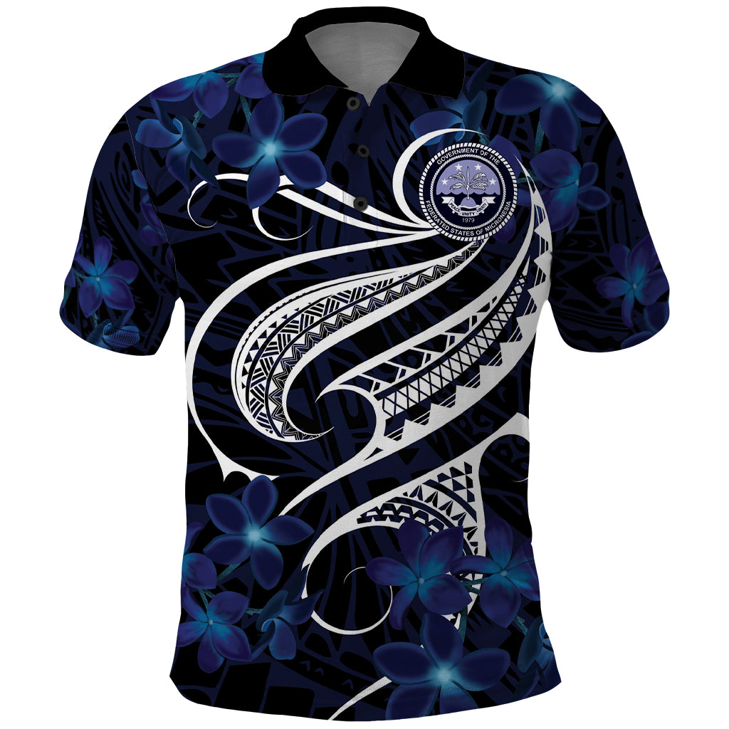 Micronesia Constitution Day Polo Shirt Since 1979 with Polynesian Hibiscus Pattern