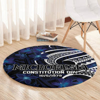 Micronesia Constitution Day Round Carpet Since 1979 with Polynesian Hibiscus Pattern LT9 - Polynesian Pride