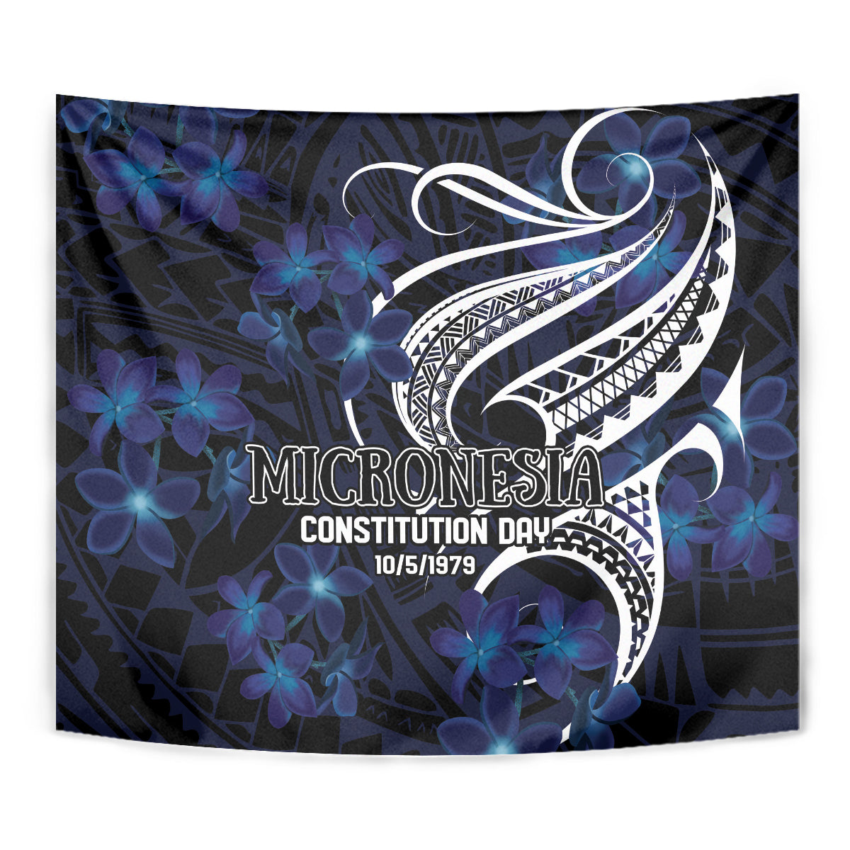 Micronesia Constitution Day Tapestry Since 1979 with Polynesian Hibiscus Pattern