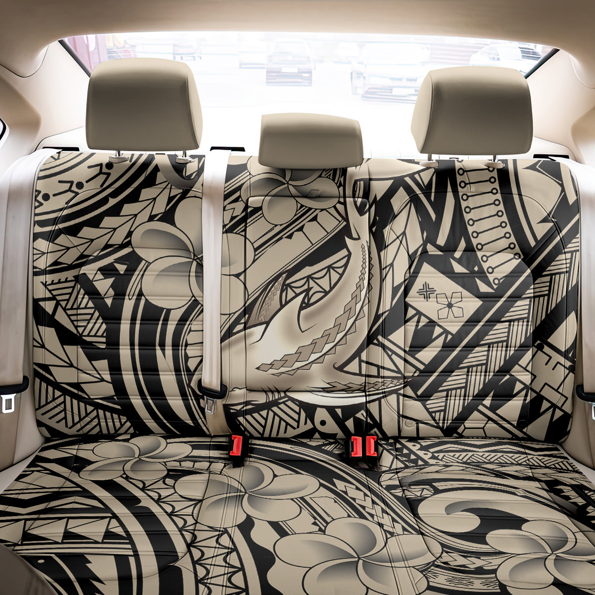 Polynesian Shark Tribal Tattoo Back Car Seat Cover Beige Style LT9 - Polynesian Pride