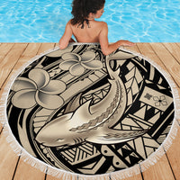 Polynesian Shark Tribal Tattoo Beach Blanket Beige Style