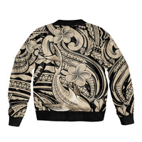 Polynesian Shark Tribal Tattoo Bomber Jacket Beige Style