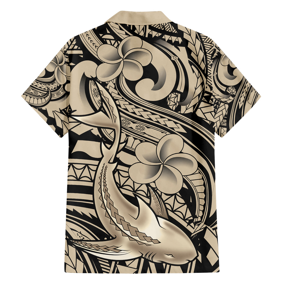 Polynesian Shark Tribal Tattoo Family Matching Off The Shoulder Long Sleeve Dress and Hawaiian Shirt Beige Style LT9 - Polynesian Pride