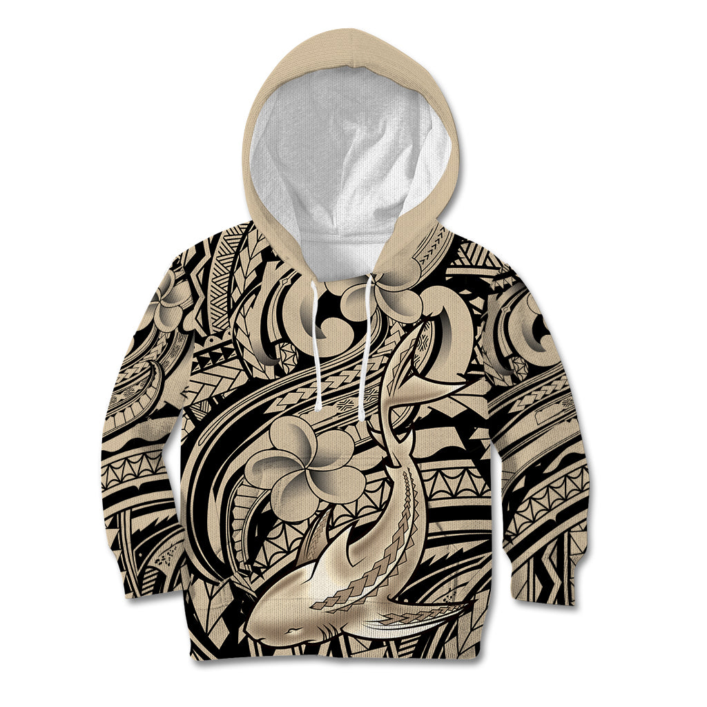 Polynesian Shark Tribal Tattoo Kid Hoodie Beige Style LT9 Hoodie Beige - Polynesian Pride