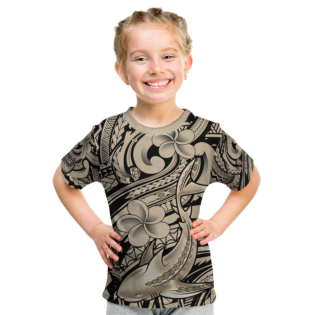 Polynesian Shark Tribal Tattoo Kid T Shirt Beige Style LT9 Beige - Polynesian Pride