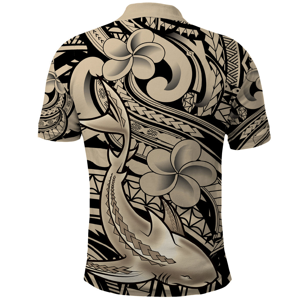 Polynesian Shark Tribal Tattoo Polo Shirt Beige Style