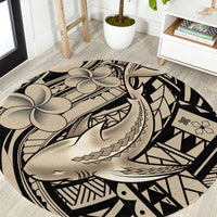 Polynesian Shark Tribal Tattoo Round Carpet Beige Style LT9 Beige - Polynesian Pride