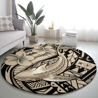 Polynesian Shark Tribal Tattoo Round Carpet Beige Style LT9 - Polynesian Pride