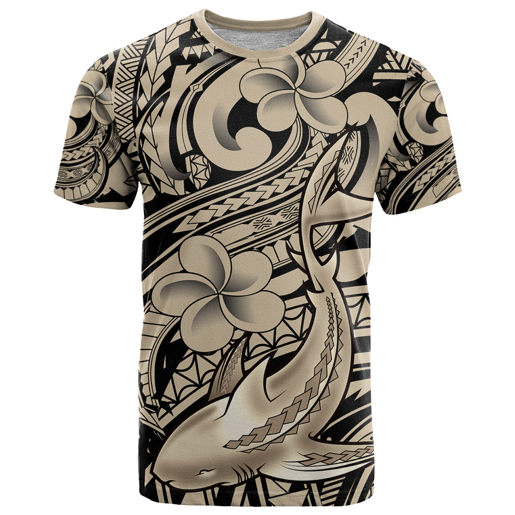 Polynesian Shark Tribal Tattoo T Shirt Beige Style LT9 Beige - Polynesian Pride