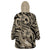 Polynesian Shark Tribal Tattoo Wearable Blanket Hoodie Beige Style