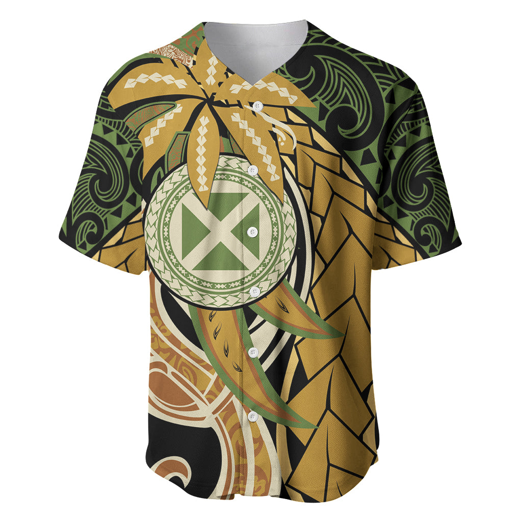 Wallis and Futuna Victory Day Baseball Jersey Since 1945 with Polynesian Platinum Floral Tribal