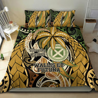 Wallis and Futuna Victory Day Bedding Set Since 1945 with Polynesian Platinum Floral Tribal