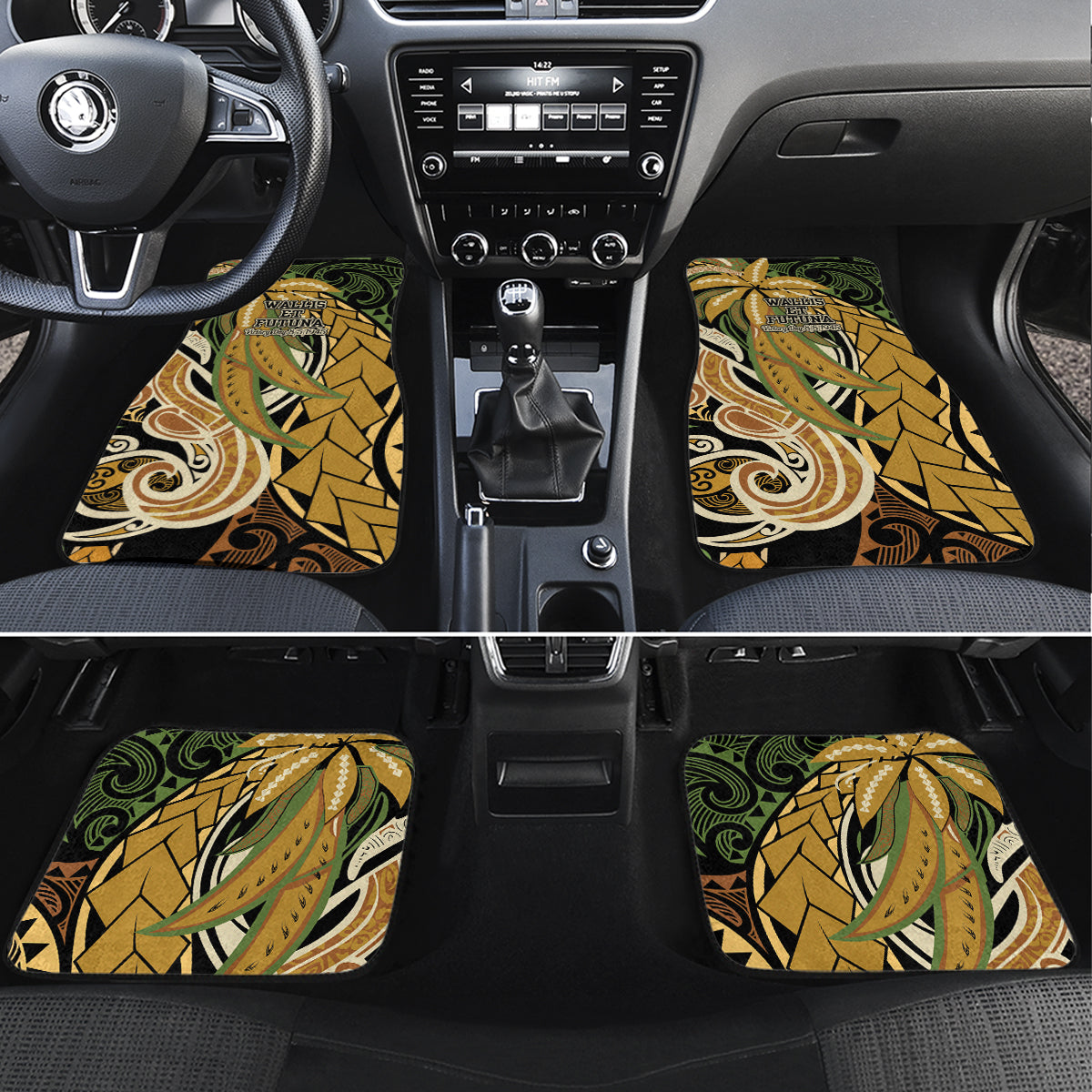 Wallis and Futuna Victory Day Car Mats Since 1945 with Polynesian Platinum Floral Tribal