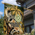 Wallis and Futuna Victory Day Garden Flag Since 1945 with Polynesian Platinum Floral Tribal
