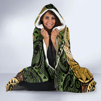 Wallis and Futuna Victory Day Hooded Blanket Since 1945 with Polynesian Platinum Floral Tribal