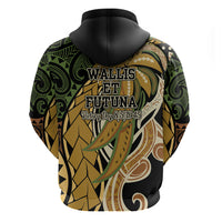 Wallis and Futuna Victory Day Hoodie Since 1945 with Polynesian Platinum Floral Tribal