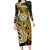 Wallis and Futuna Victory Day Long Sleeve Bodycon Dress Since 1945 with Polynesian Platinum Floral Tribal