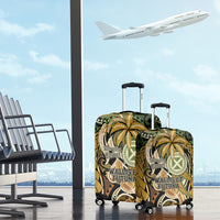 Wallis and Futuna Victory Day Luggage Cover Since 1945 with Polynesian Platinum Floral Tribal