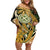 Wallis and Futuna Victory Day Off Shoulder Short Dress Since 1945 with Polynesian Platinum Floral Tribal