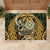 Wallis and Futuna Victory Day Rubber Doormat Since 1945 with Polynesian Platinum Floral Tribal