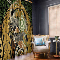 Wallis and Futuna Victory Day Window Curtain Since 1945 with Polynesian Platinum Floral Tribal LT9 - Polynesian Pride