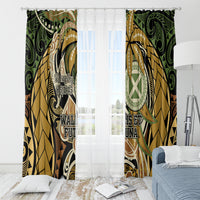 Wallis and Futuna Victory Day Window Curtain Since 1945 with Polynesian Platinum Floral Tribal LT9 - Polynesian Pride