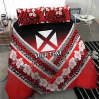 Personalised Wallis et Futuna Bedding Set Hibiscus and Polynesian Tribal Tattoos