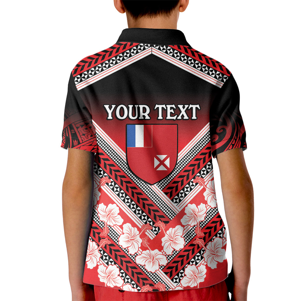 Personalised Wallis et Futuna Kid Polo Shirt Hibiscus and Polynesian Tribal Tattoos