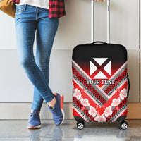 Personalised Wallis et Futuna Luggage Cover Hibiscus and Polynesian Tribal Tattoos LT9 - Polynesian Pride