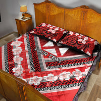 Personalised Wallis et Futuna Quilt Bed Set Hibiscus and Polynesian Tribal Tattoos