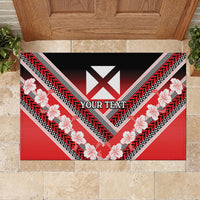 Personalised Wallis et Futuna Rubber Doormat Hibiscus and Polynesian Tribal Tattoos LT9 - Polynesian Pride