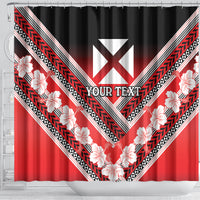 Personalised Wallis et Futuna Shower Curtain Hibiscus and Polynesian Tribal Tattoos
