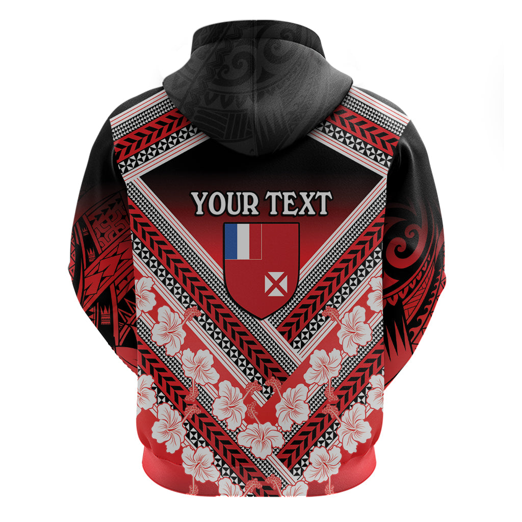 Personalised Wallis et Futuna Zip Hoodie Hibiscus and Polynesian Tribal Tattoos