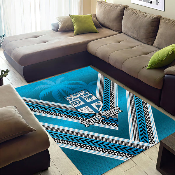 Custom Fiji Rugby Area Rug Fijian Warrior With Polynesian Tribal ...