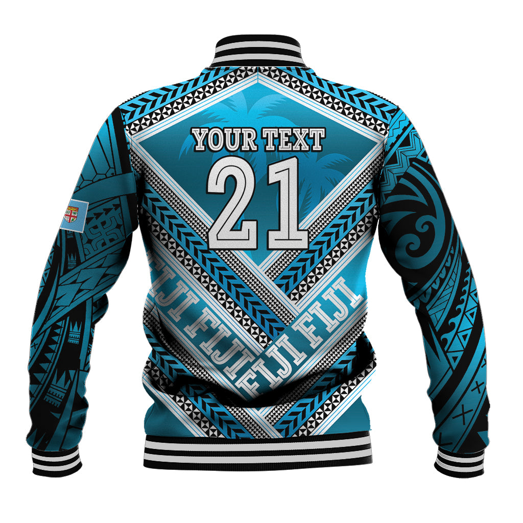 Custom Fiji Rugby Baseball Jacket Fijian Warrior With Polynesian Tribal Tattoos LT9 - Polynesian Pride