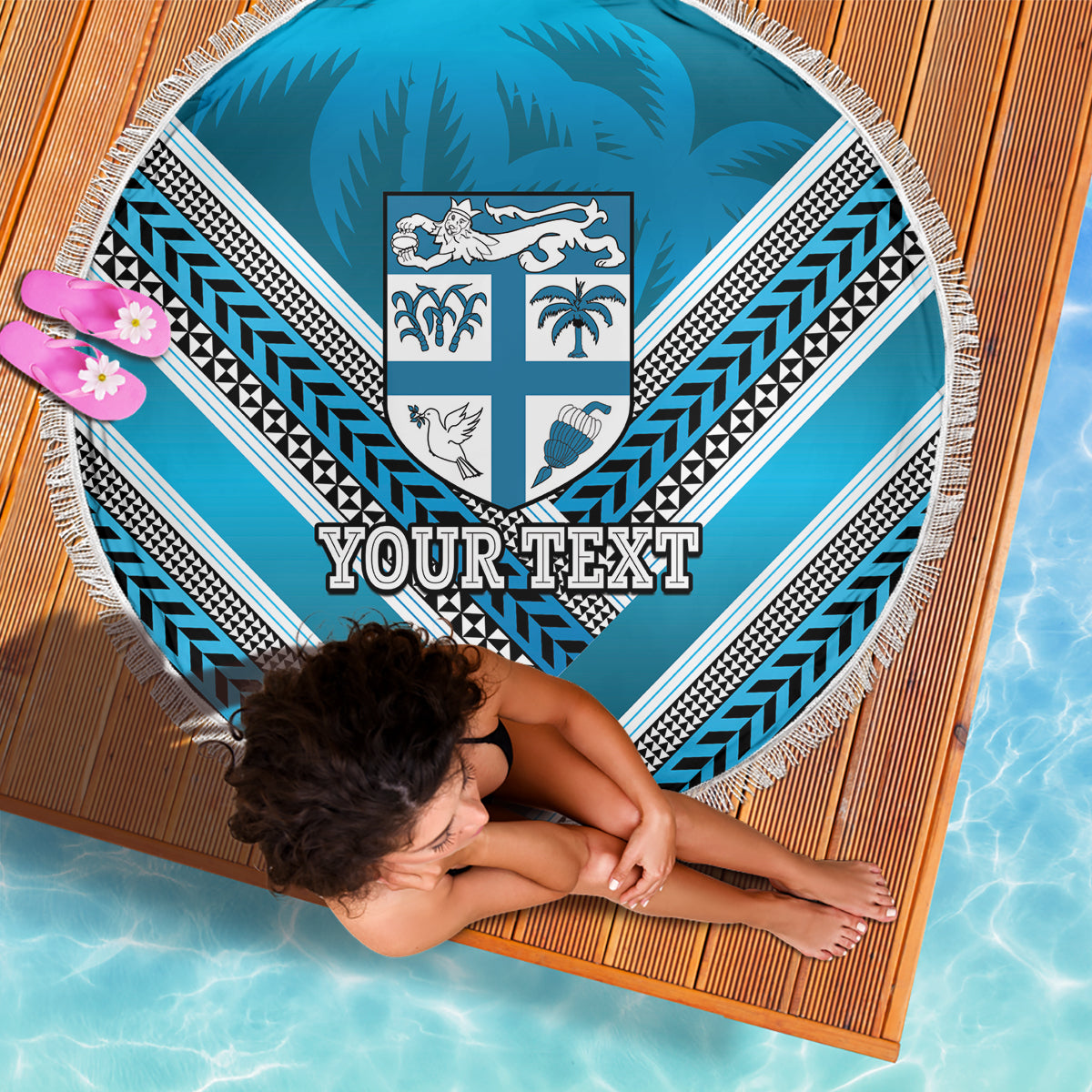 Custom Fiji Rugby Beach Blanket Fijian Warrior With Polynesian Tribal Tattoos LT9 - Polynesian Pride