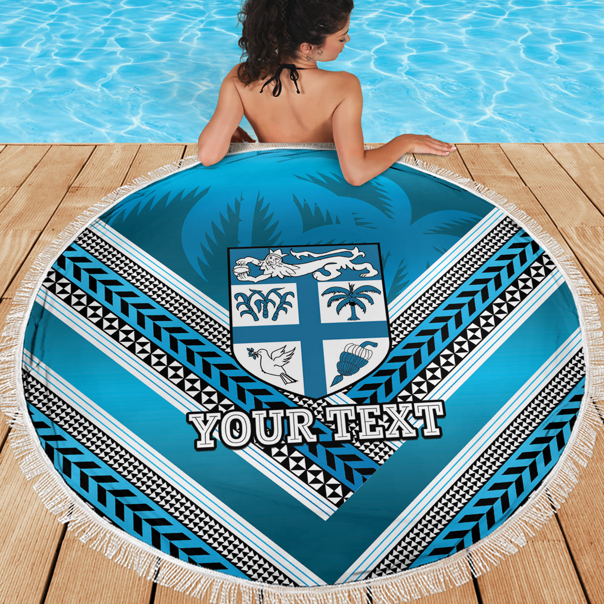 Custom Fiji Rugby Beach Blanket Fijian Warrior With Polynesian Tribal Tattoos LT9 - Polynesian Pride