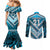 Custom Fiji Rugby Couples Matching Mermaid Dress and Long Sleeve Button Shirt Fijian Warrior With Polynesian Tribal Tattoos