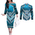 Custom Fiji Rugby Couples Matching Off The Shoulder Long Sleeve Dress and Long Sleeve Button Shirt Fijian Warrior With Polynesian Tribal Tattoos