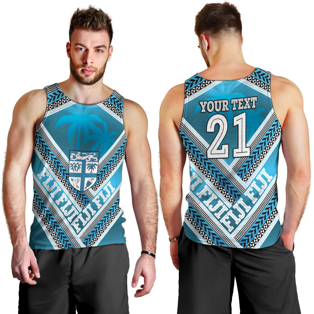 Custom Fiji Rugby Men Tank Top Fijian Warrior With Polynesian Tribal Tattoos