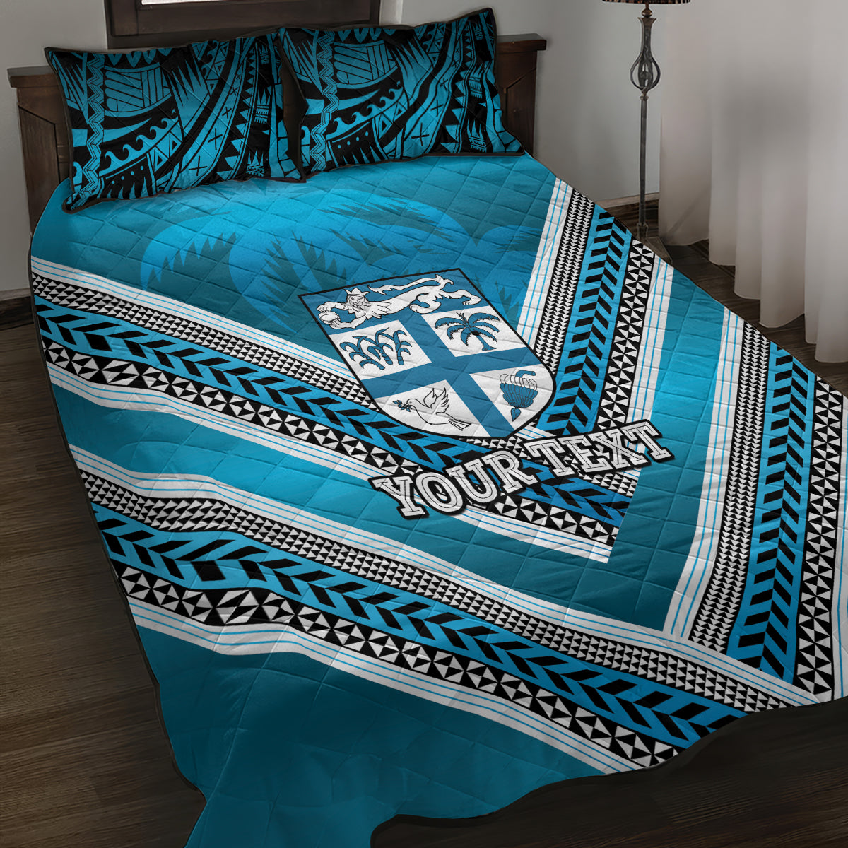 Custom Fiji Rugby Quilt Bed Set Fijian Warrior With Polynesian Tribal Tattoos