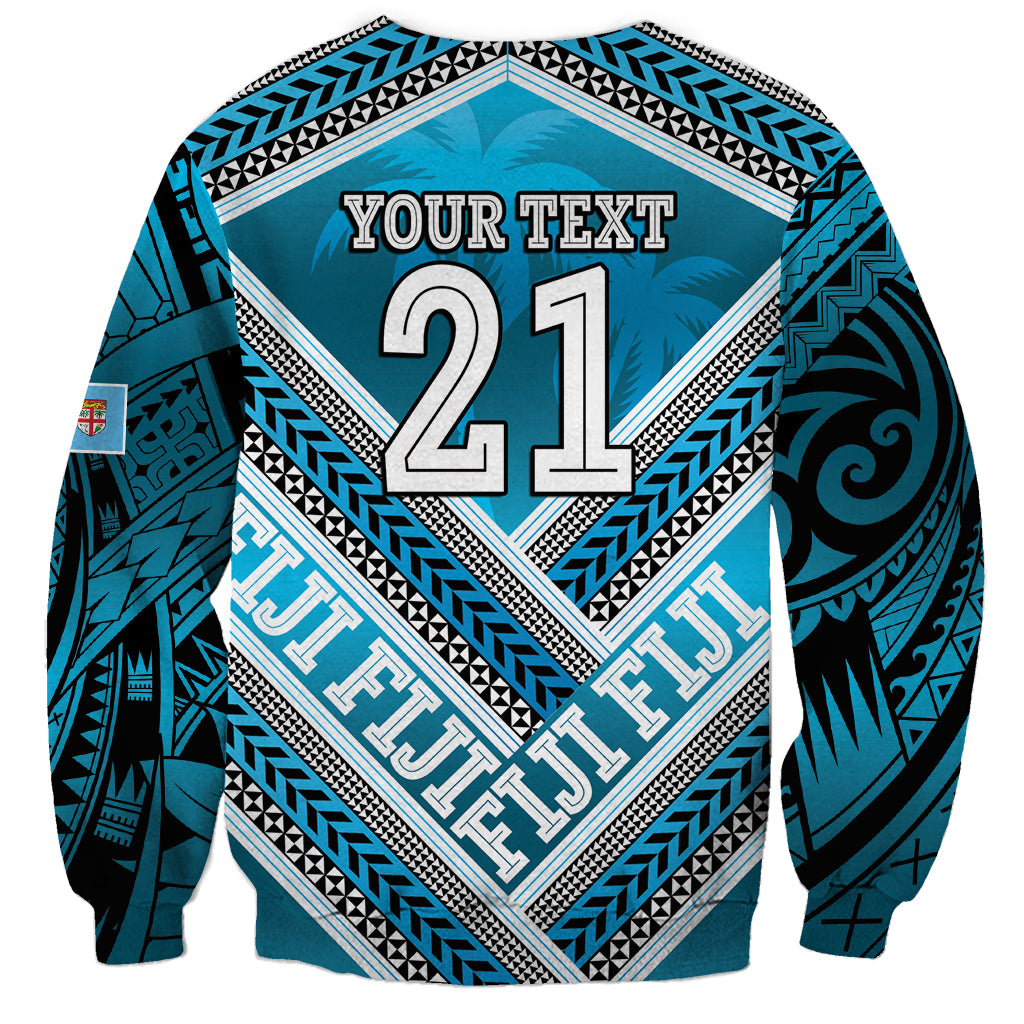 Custom Fiji Rugby Sweatshirt Fijian Warrior With Polynesian Tribal Tattoos LT9 - Polynesian Pride